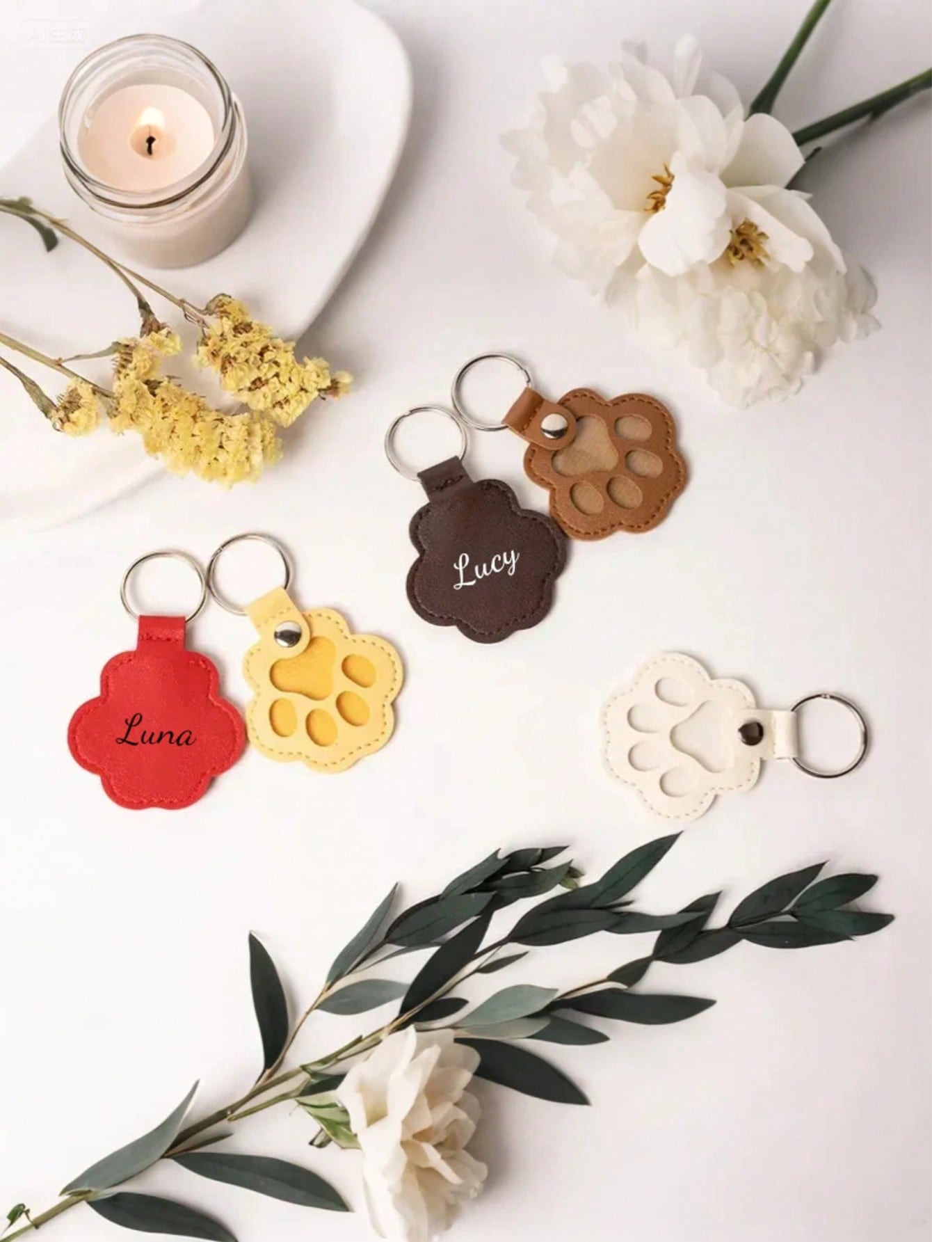 Custom PU Leather Pet Hair Keychain Keepsake Cat and Dog Hair Keychain Memorial Pet Hair Capsule Keychain Souvenir